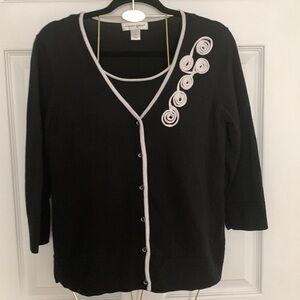 Christopher & Banks Black Cardigan Blouse Size M #263